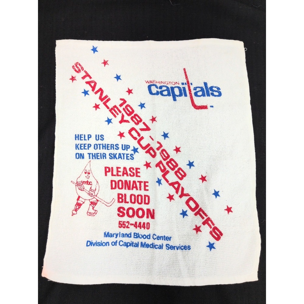 VTG NHL Washington Capitals 80s Hockey Stanley Cup Playoffs SGA Rally Towel 1988